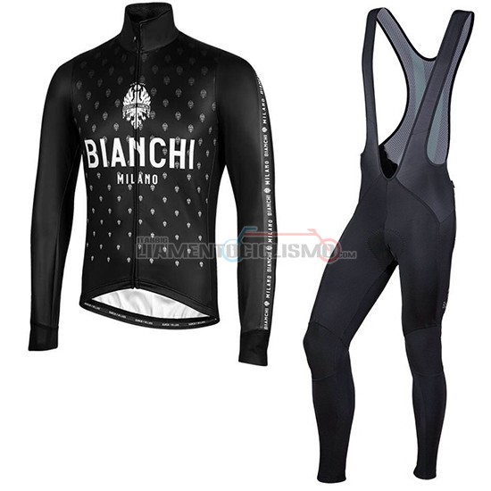 Abbigliamento Ciclismo Bianchi Milano FT Manica Lunga 2019 Nero Bianco