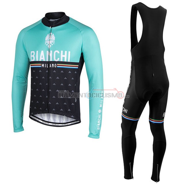 Abbigliamento Ciclismo Bianchi Milano Nalles Manica Lunga Azzurro Nero