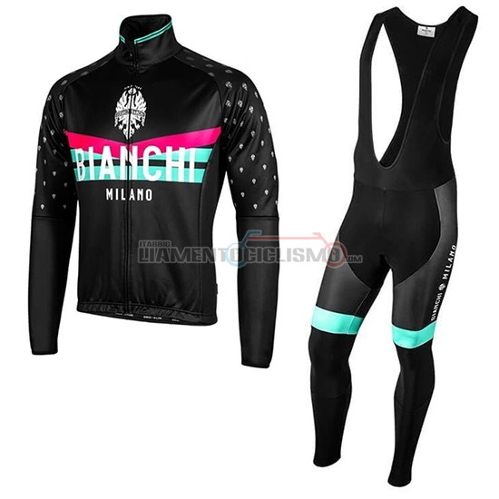 Abbigliamento Ciclismo Bianchi Milano PB Manica Lunga 2019 Nero Rosso