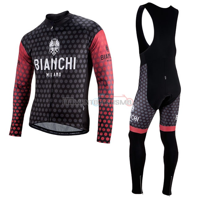 Abbigliamento Ciclismo Bianchi Milano Petroso Manica Lunga Nero Rosso