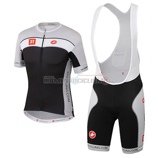 2017 Abbigliamento Ciclismo Castelli 3T Manica Corta Grigio e Nero