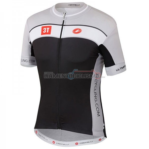 2017 Abbigliamento Ciclismo Castelli 3T Manica Corta Grigio e Nero