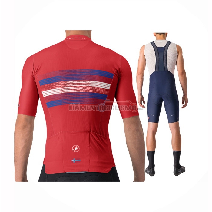 2024 Abbigliamento Ciclismo Castelli Rosso Blu Manica Corta e Salopette