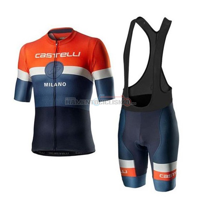 Abbigliamento Ciclismo Castelli Manica Corta 2020 Arancione Bianco Blu