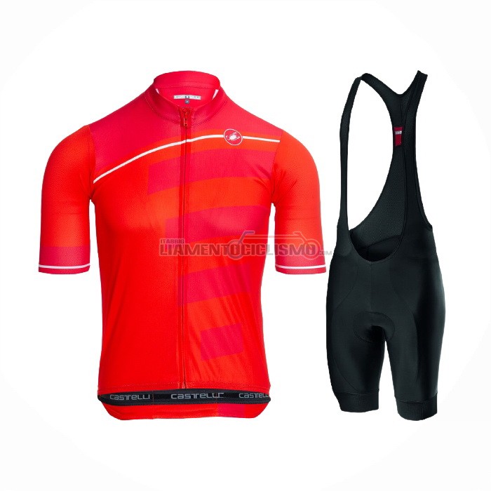 Abbigliamento Ciclismo Castelli Manica Corta 2021 Aceso Rosa Rosso