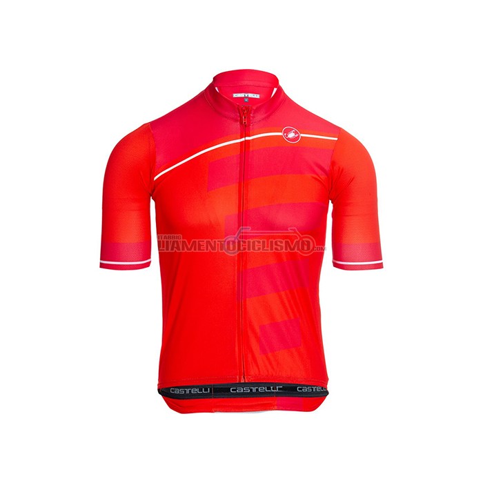 Abbigliamento Ciclismo Castelli Manica Corta 2021 Aceso Rosa Rosso