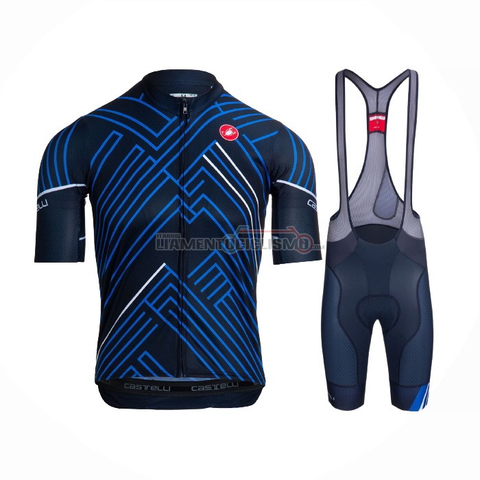 Abbigliamento Ciclismo Castelli Manica Corta 2021 Blu Nero Bianco