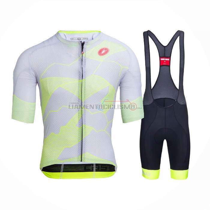 Abbigliamento Ciclismo Castelli Manica Corta 2021 Chiaro Giallo Bianco