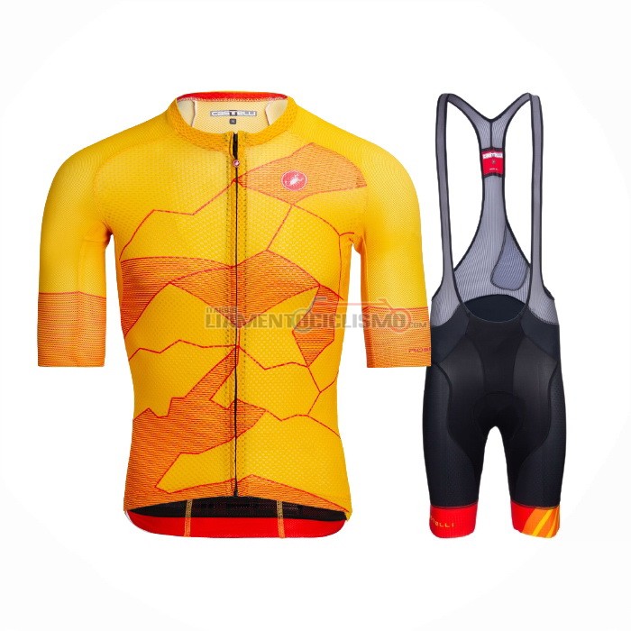 Abbigliamento Ciclismo Castelli Manica Corta 2021 Giallo Arancione