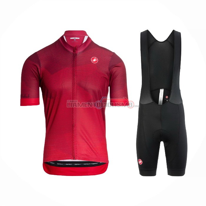 Abbigliamento Ciclismo Castelli Manica Corta 2021 Scuro Rosso