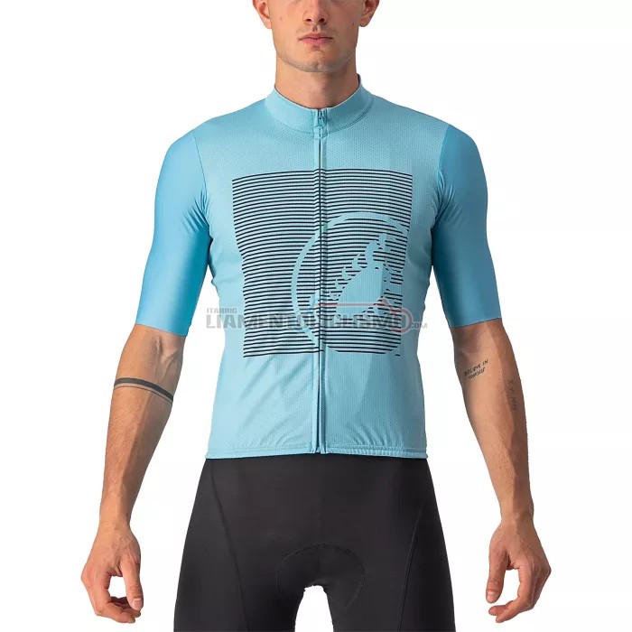 Abbigliamento Ciclismo Castelli Manica Corta 2022 Azzurro Grigio