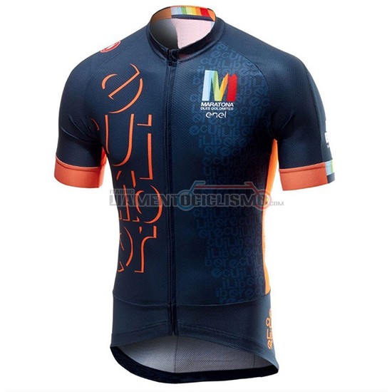 Abbigliamento Ciclismo Castelli Maratona Dles Dolomites-Enel Manica Corta 2018 Blu Arancione