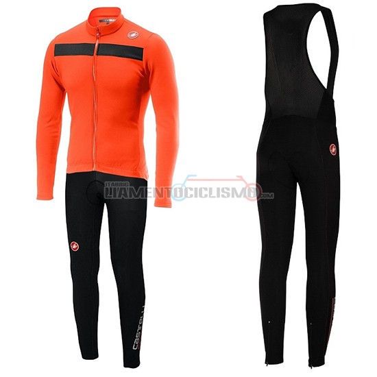 Abbigliamento Ciclismo Castelli Puro 3 Manica Lunga 2019 Arancione Nero