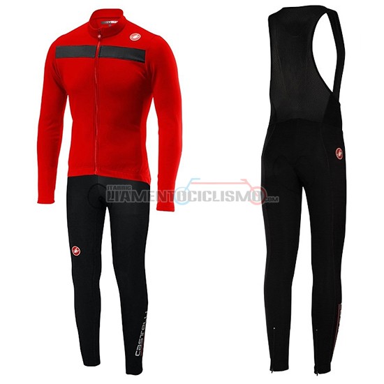 Abbigliamento Ciclismo Castelli Puro 3 Manica Lunga 2019 Rosso Nero