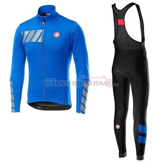 Abbigliamento Ciclismo Castelli Raddoppia 2 Manica Lunga 2019 Blu Argentato