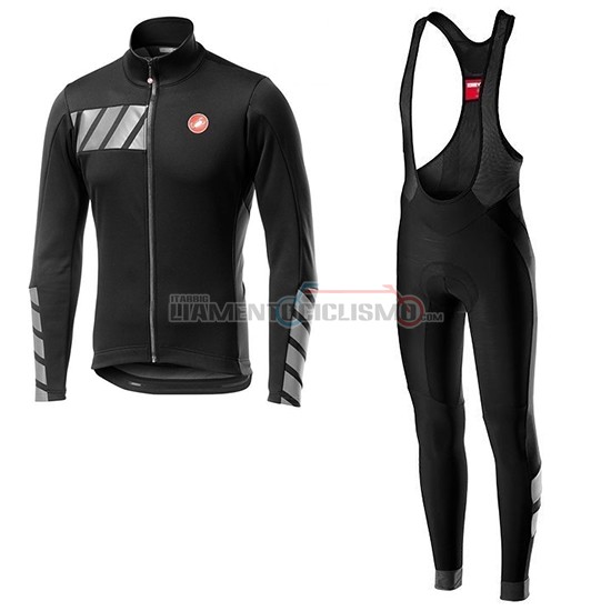 Abbigliamento Ciclismo Castelli Raddoppia 2 Manica Lunga 2019 Nero Argentato