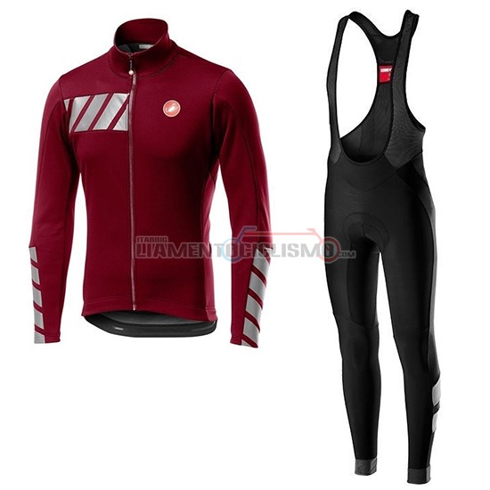 Abbigliamento Ciclismo Castelli Raddoppia 2 Manica Lunga 2019 Rosso Argentato