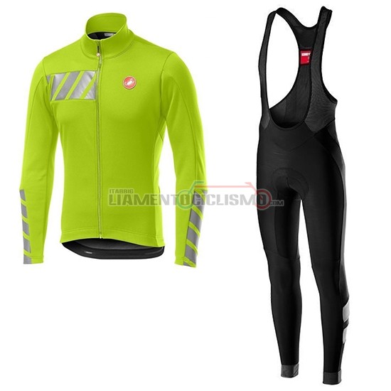 Abbigliamento Ciclismo Castelli Raddoppia 2 Manica Lunga 2019 Verde Argentato