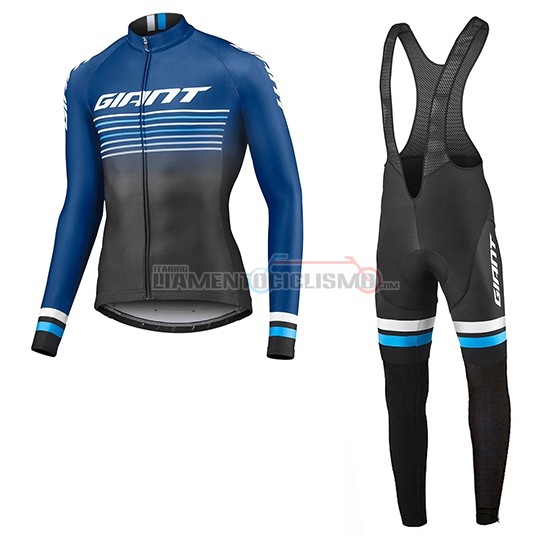 Abbigliamento Ciclismo Giant Race Day Manica Lunga 2019 Blu Nero