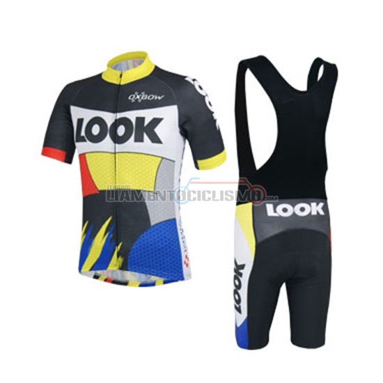 Abbigliamento Ciclismo Look Giallo Manica Corta 2018 Blu Nero