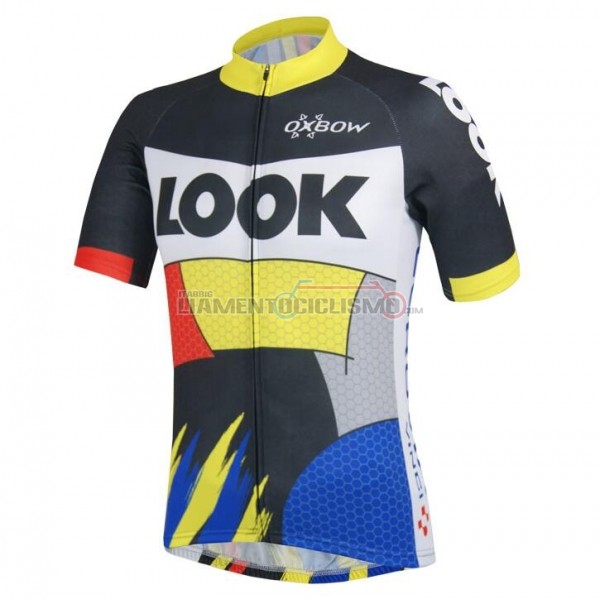 Abbigliamento Ciclismo Look Giallo Manica Corta 2018 Blu Nero