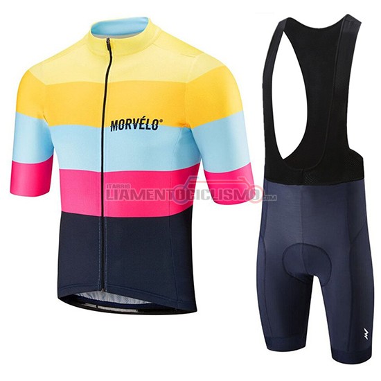 Abbigliamento Ciclismo Morvelo Manica Corta 2019 Giallo Rosa Nero