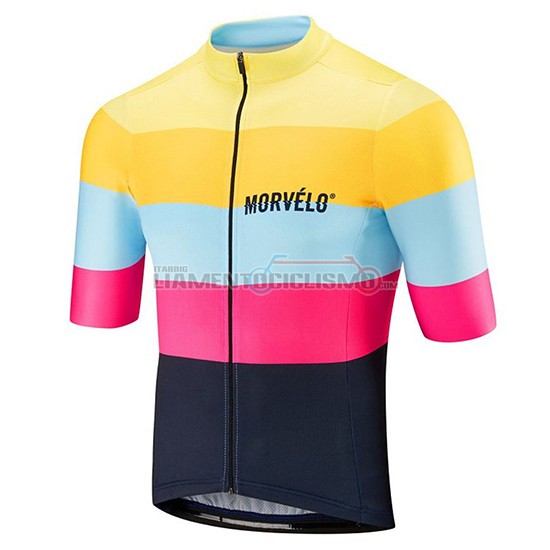 Abbigliamento Ciclismo Morvelo Manica Corta 2019 Giallo Rosa Nero