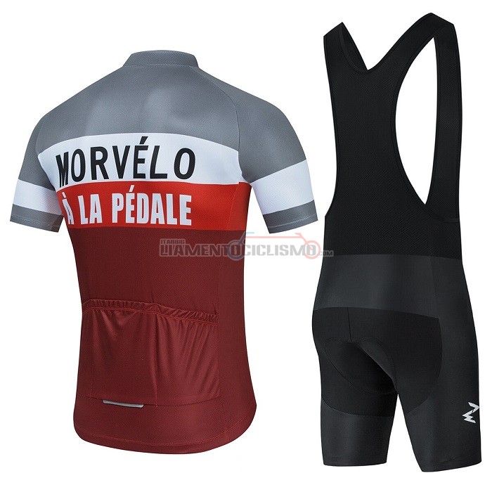 Abbigliamento Ciclismo Morvelo Manica Corta 2021 Rosso Bianco Grigio