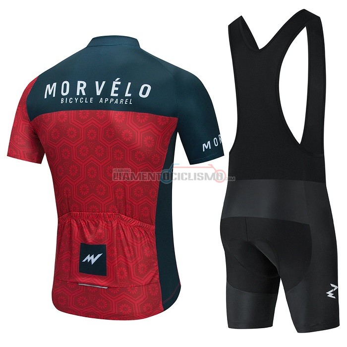 Abbigliamento Ciclismo Morvelo Manica Corta 2021 Rosso Scuro Verde