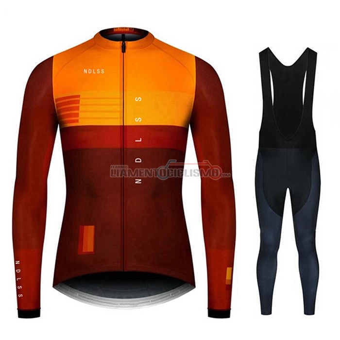 Abbigliamento Ciclismo NDLSS Manica Lunga 2020 Marrone Giallo