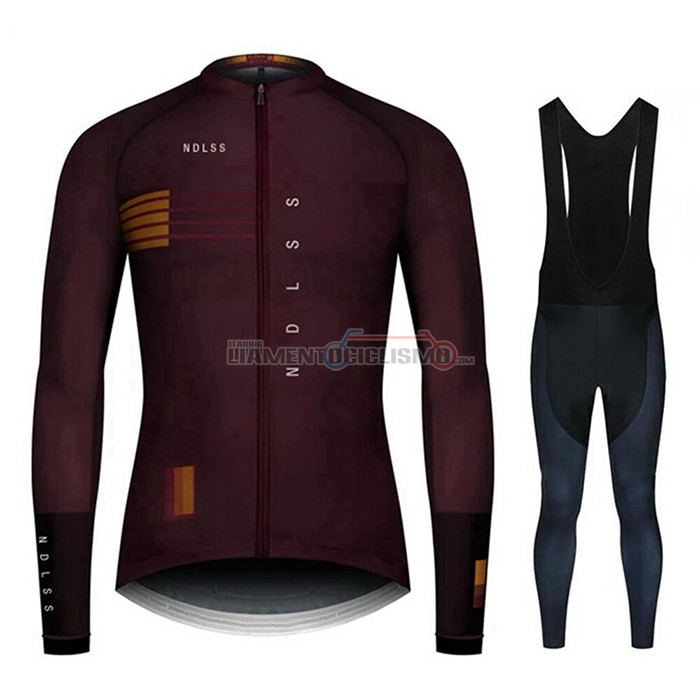 Abbigliamento Ciclismo NDLSS Manica Lunga 2020 Marrone Rosso