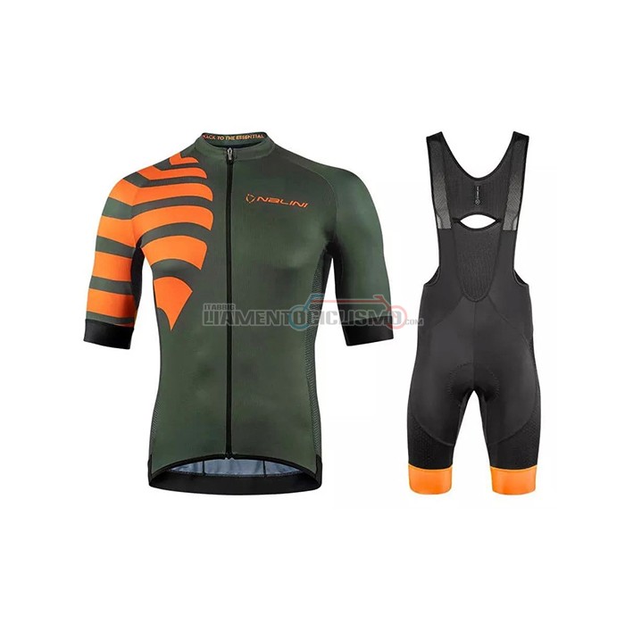 Abbigliamento Ciclismo Nalini Manica Corta 2021 Verde Arancione