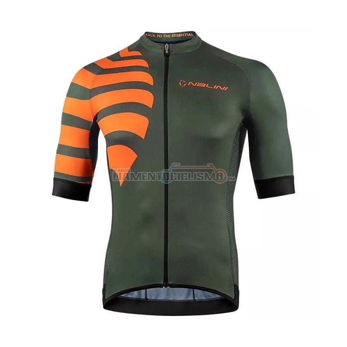 Abbigliamento Ciclismo Nalini Manica Corta 2021 Verde Arancione