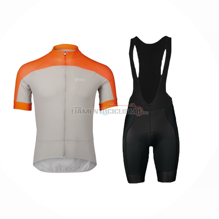 2024 Abbigliamento Ciclismo POC Arancione Grigio Manica Corta e Salopette