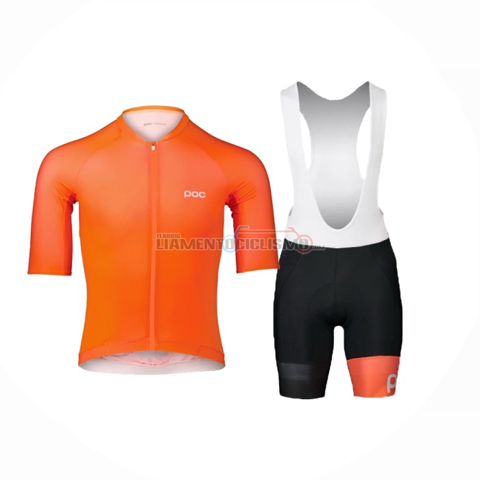 2024 Abbigliamento Ciclismo POC Arancione Manica Corta e Salopette