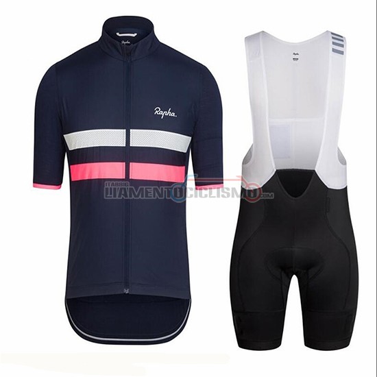 Abbigliamento Ciclis Rapha Manica Corta 2018 Blu Scuro e Rosa