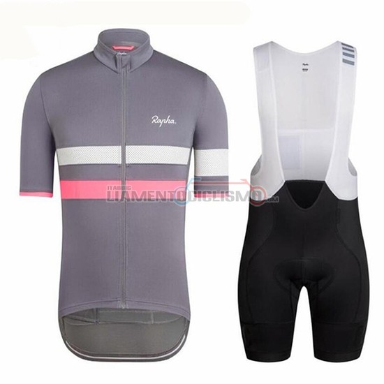 Abbigliamento Ciclis Rapha Manica Corta 2018 Grigio e Rosso