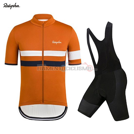 Abbigliamento Ciclismo Rapha Manica Corta 2019 Arancione Bianco