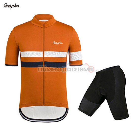 Abbigliamento Ciclismo Rapha Manica Corta 2019 Arancione Bianco