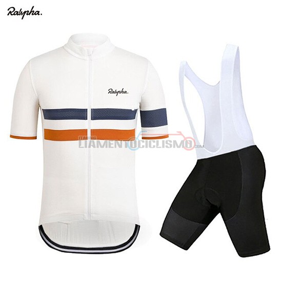 Abbigliamento Ciclismo Rapha Manica Corta 2019 Bianco Arancione