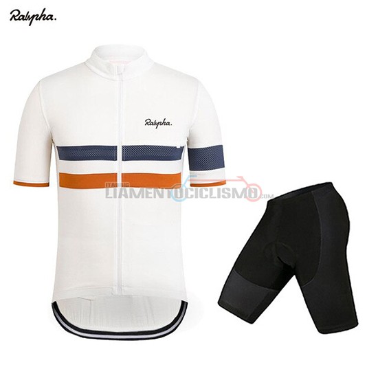Abbigliamento Ciclismo Rapha Manica Corta 2019 Bianco Arancione