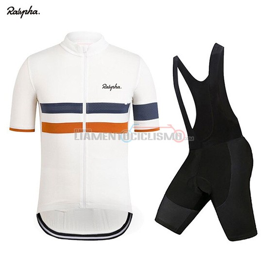 Abbigliamento Ciclismo Rapha Manica Corta 2019 Bianco Arancione