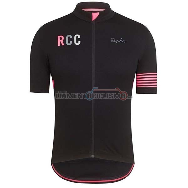 Abbigliamento Ciclismo Rapha Manica Corta 2019 Nero Rosa