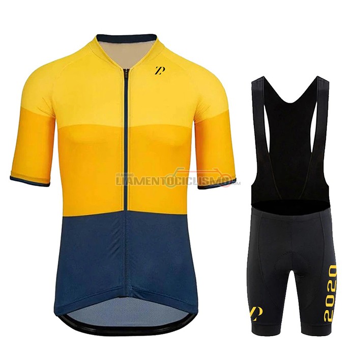 Abbigliamento Ciclismo Rapha Manica Corta 2020 Giallo Blu