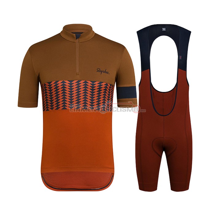 Abbigliamento Ciclismo Rapha Manica Corta 2021 Marrone Arancione