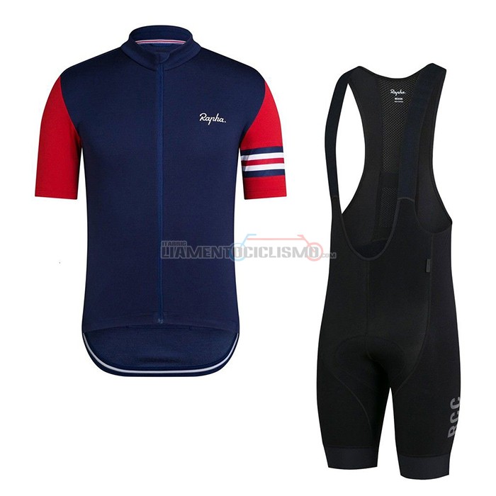 Abbigliamento Ciclismo Rapha Manica Corta 2021 Spento Blu Rosso