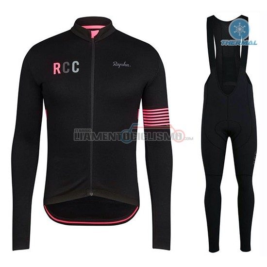 Abbigliamento Ciclismo Rapha Manica Lunga 2019 Nero Rosa