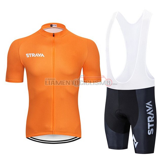 Abbigliamento Ciclismo STRAVA Manica Corta 2019 Arancione Bianco