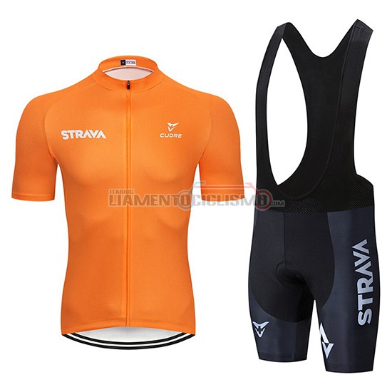 Abbigliamento Ciclismo STRAVA Manica Corta 2019 Arancione Bianco