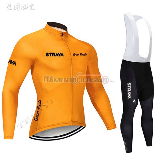 Abbigliamento Ciclismo STRAVA Manica Lunga 2019 Arancione